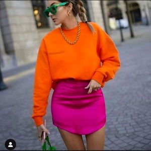 ZARA SATIN EFFECT FUCHSIA MINI SKIRT.